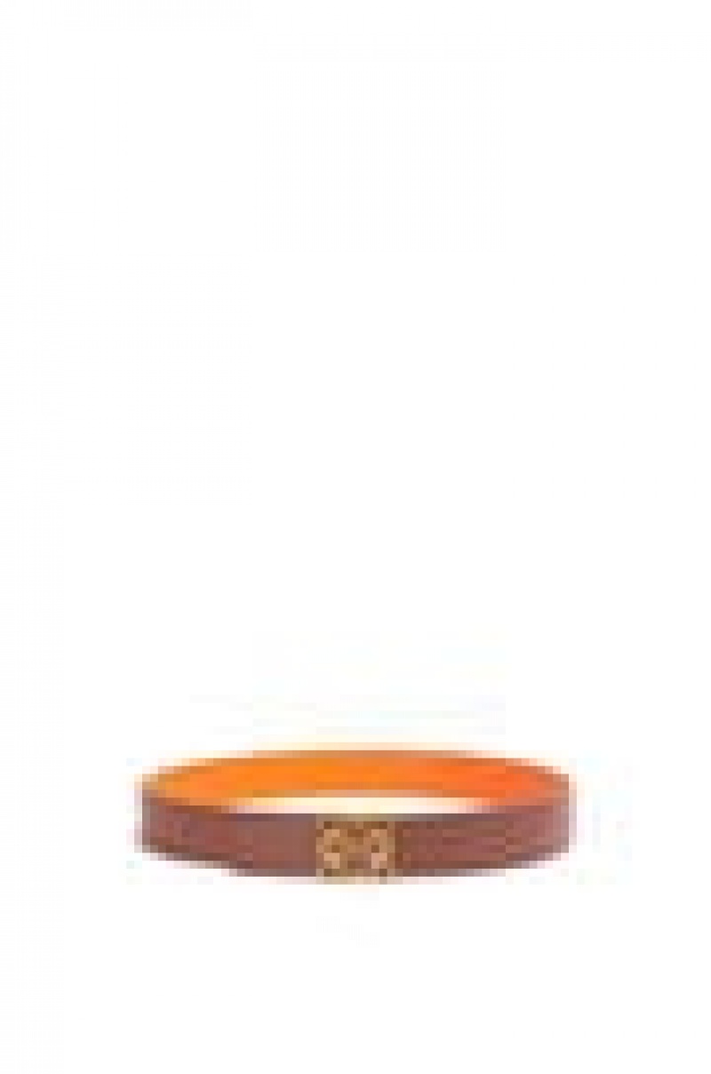 Cinturones Loewe Reversible Anagram belt in smooth calfskin Hombre Naranjas Doradas | 675KHMOIQ