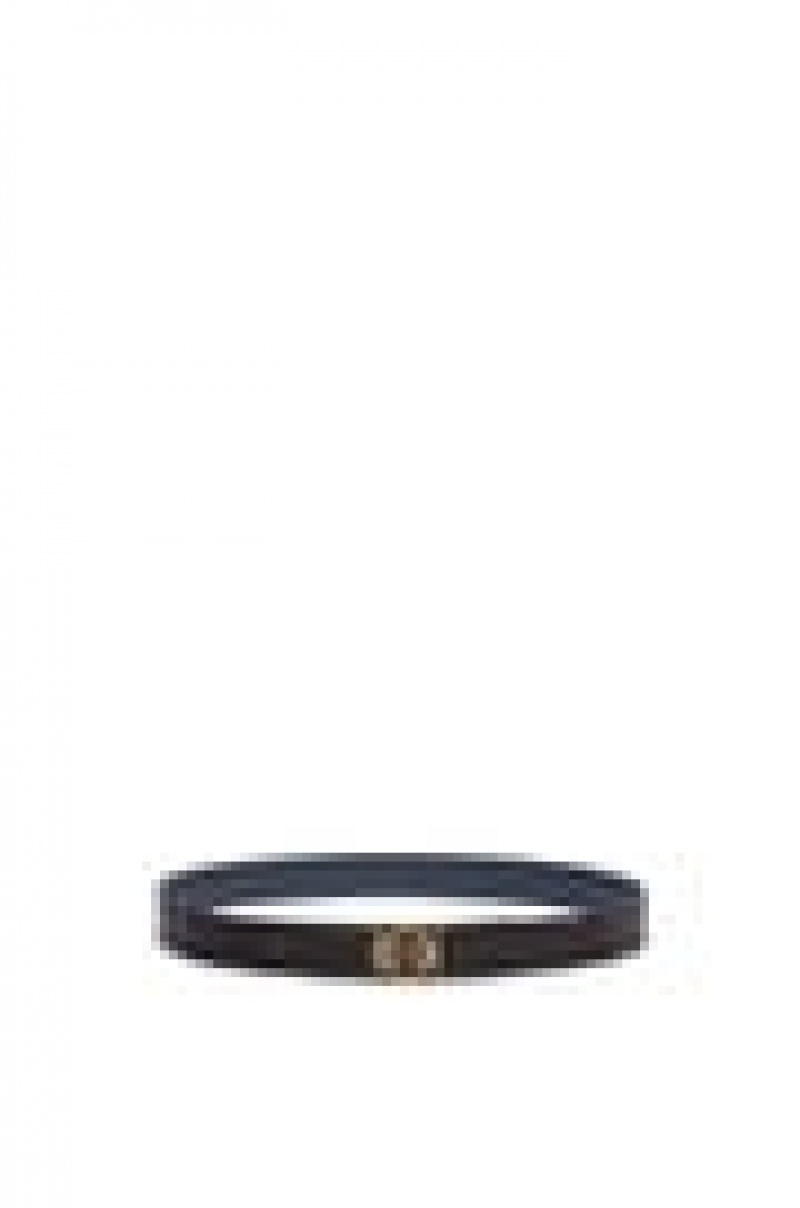 Cinturones Loewe Reversible Anagram belt in smooth calfskin and brass Hombre Negras Doradas | 918TZLXNW