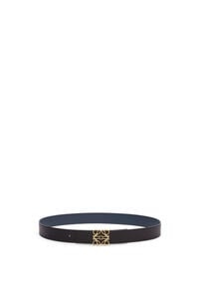 Cinturones Loewe Reversible Anagram belt in smooth calfskin and brass Hombre Negras | 063DPTYUO