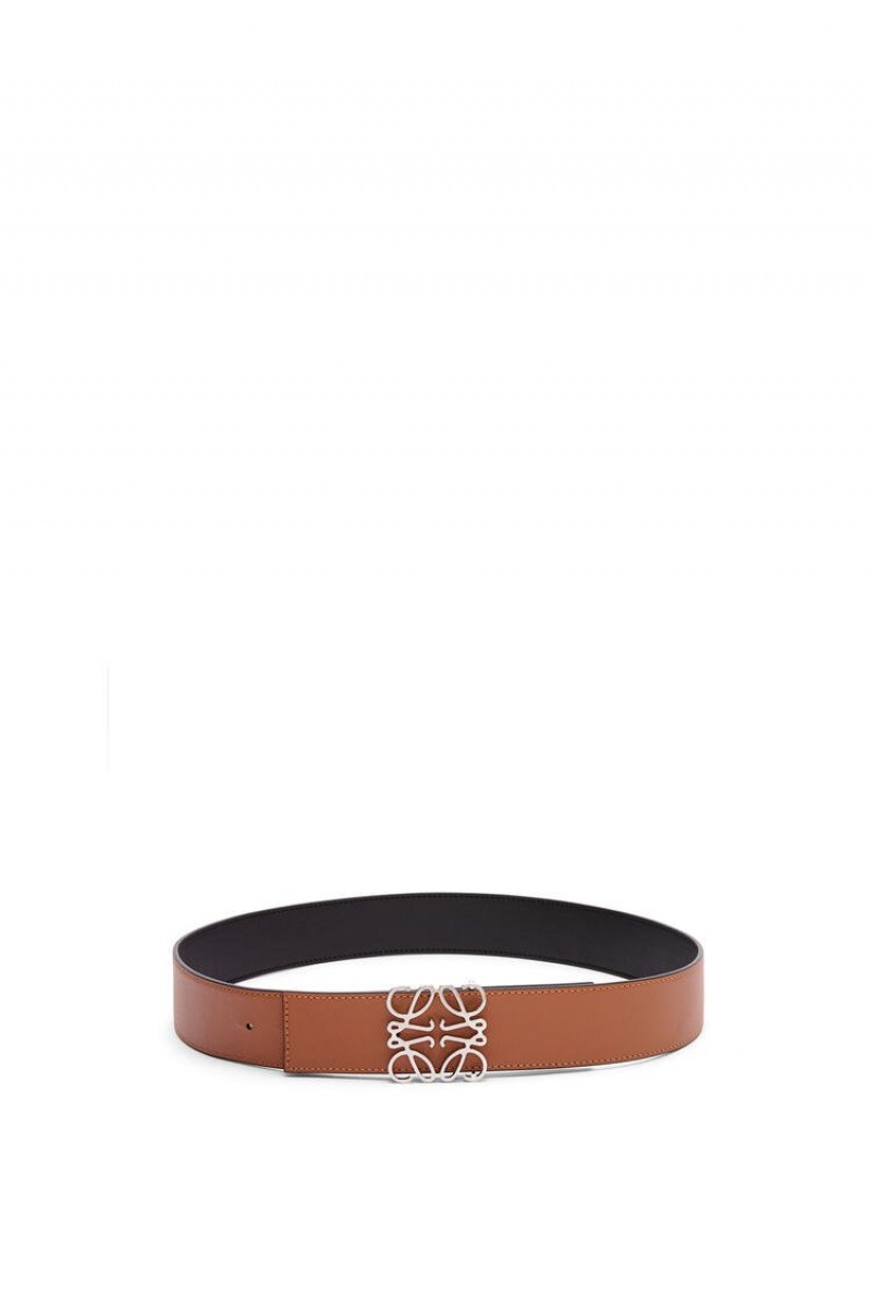 Cinturones Loewe Reversible Anagram belt in smooth calfskin and brass Hombre Negras | 975VHFCWN