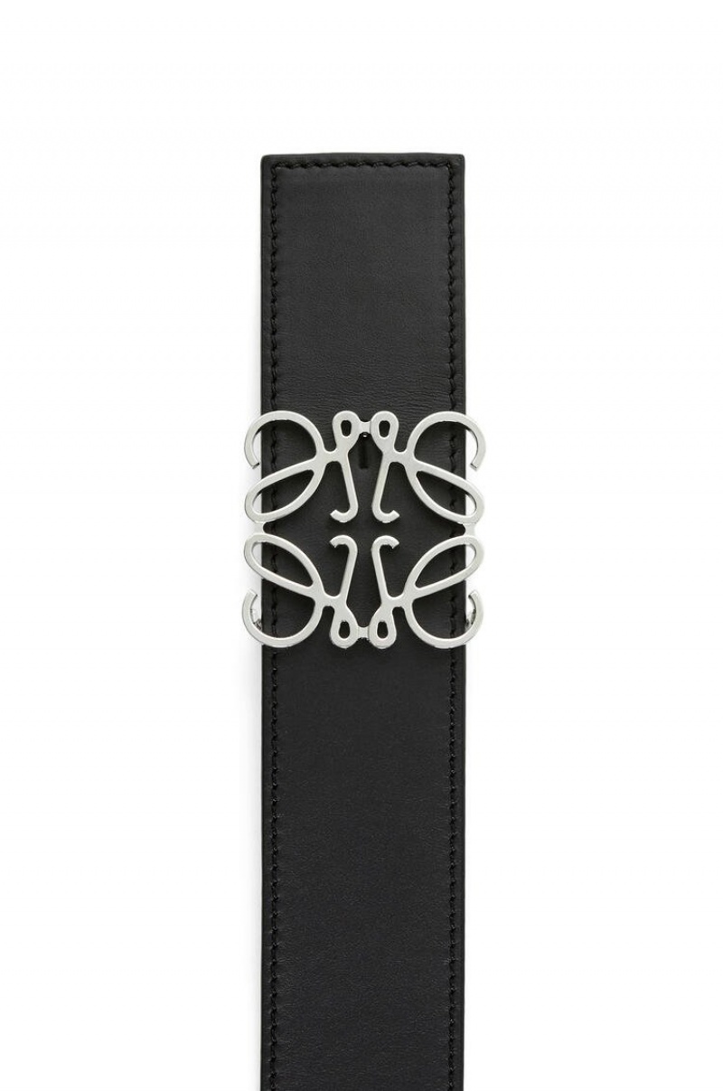 Cinturones Loewe Reversible Anagram belt in smooth calfskin and brass Hombre Negras | 975VHFCWN