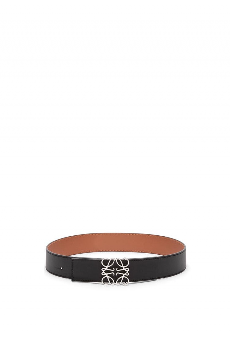 Cinturones Loewe Reversible Anagram belt in smooth calfskin and brass Hombre Negras | 975VHFCWN