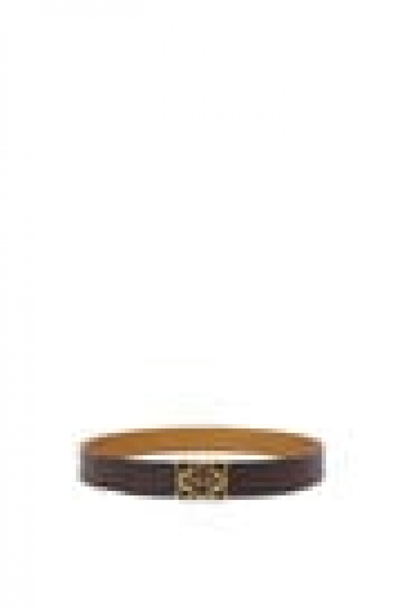 Cinturones Loewe Reversible Anagram belt in smooth calfskin and brass Hombre Chocolate Doradas | 142DNIXZQ