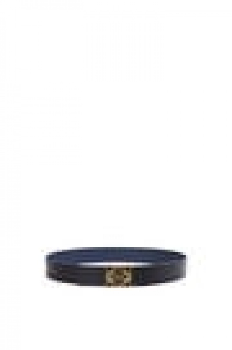 Cinturones Loewe Reversible Anagram belt in smooth calfskin and brass Hombre Negras Azul Marino Doradas | 678GYILNB