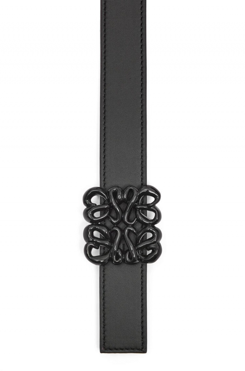 Cinturones Loewe Reversible Inflated Anagram belt in soft calfskin Mujer Negras | 379DURXON