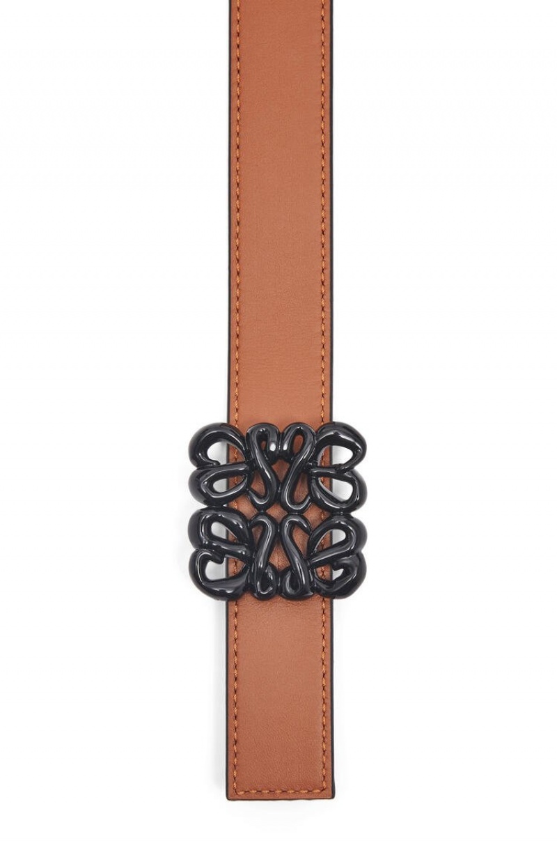 Cinturones Loewe Reversible Inflated Anagram belt in soft calfskin Mujer Negras | 379DURXON