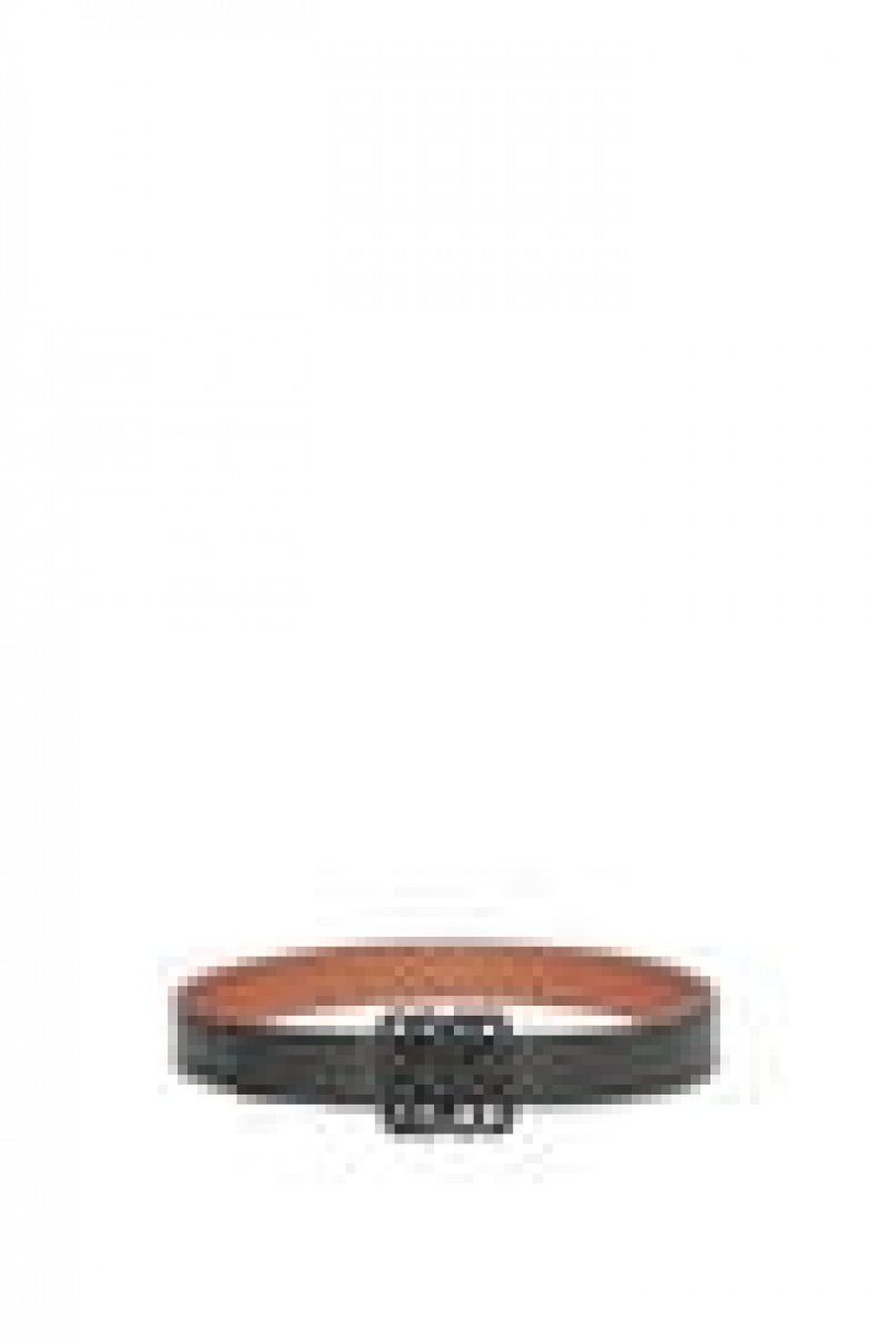 Cinturones Loewe Reversible Inflated Anagram belt in soft calfskin Mujer Negras | 379DURXON