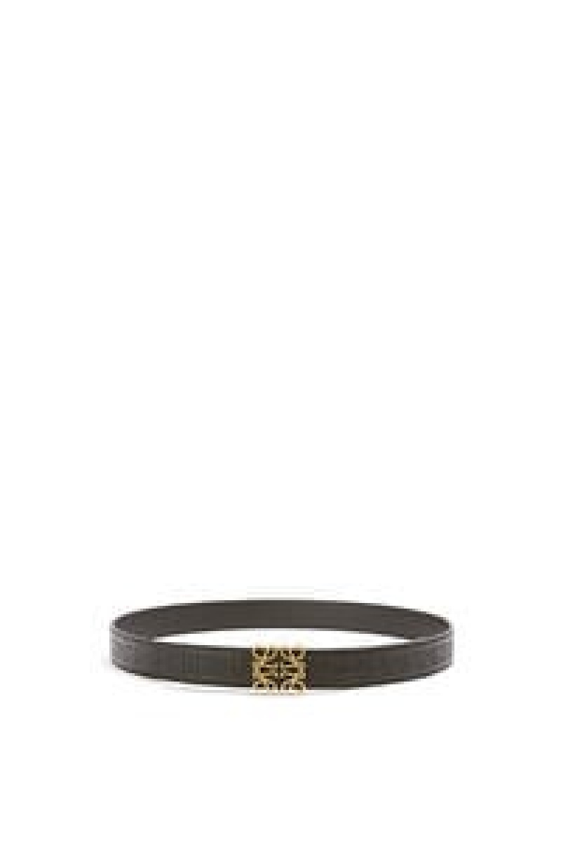 Cinturones Loewe Reversible Repeat belt in silk calfskin Mujer Verde Menta Doradas | 714GQNRFB