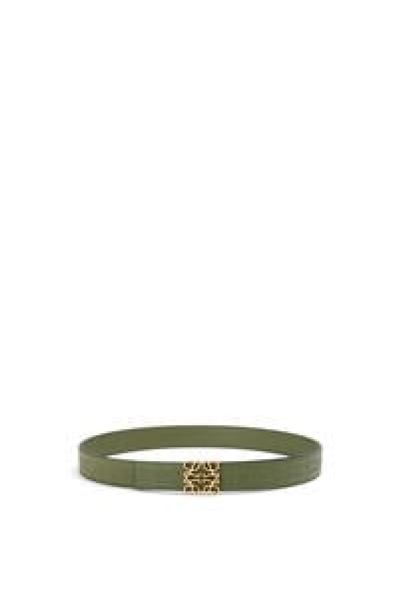 Cinturones Loewe Reversible Repeat belt in silk calfskin Mujer Verde Menta Doradas | 714GQNRFB