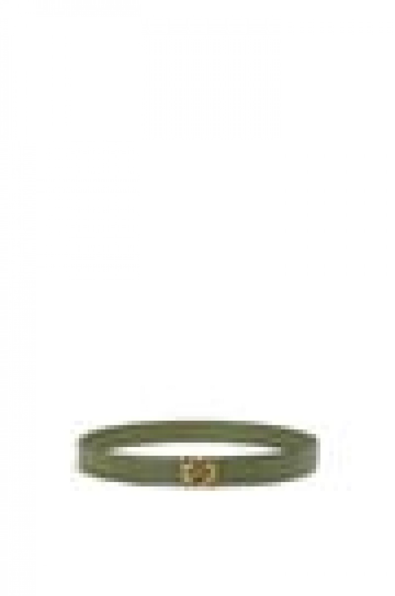 Cinturones Loewe Reversible Repeat belt in silk calfskin Mujer Verde Doradas | 493AFUYMC