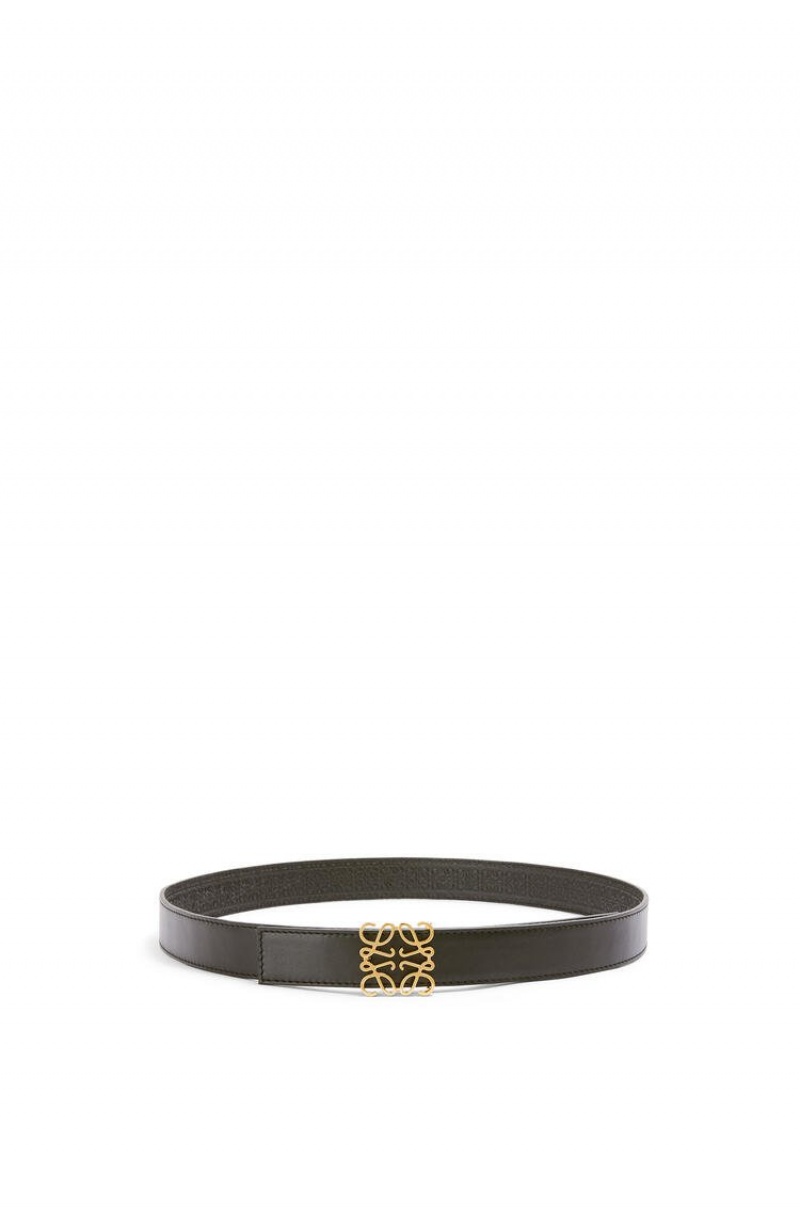 Cinturones Loewe Reversible Repeat belt in silk calfskin Mujer Negras Doradas | 681ARTPGW