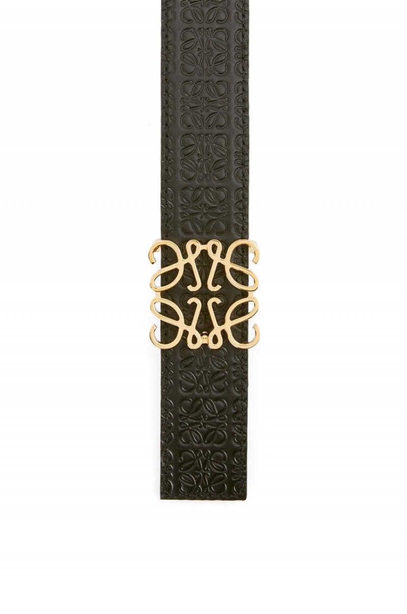 Cinturones Loewe Reversible Repeat belt in silk calfskin Mujer Negras Doradas | 681ARTPGW