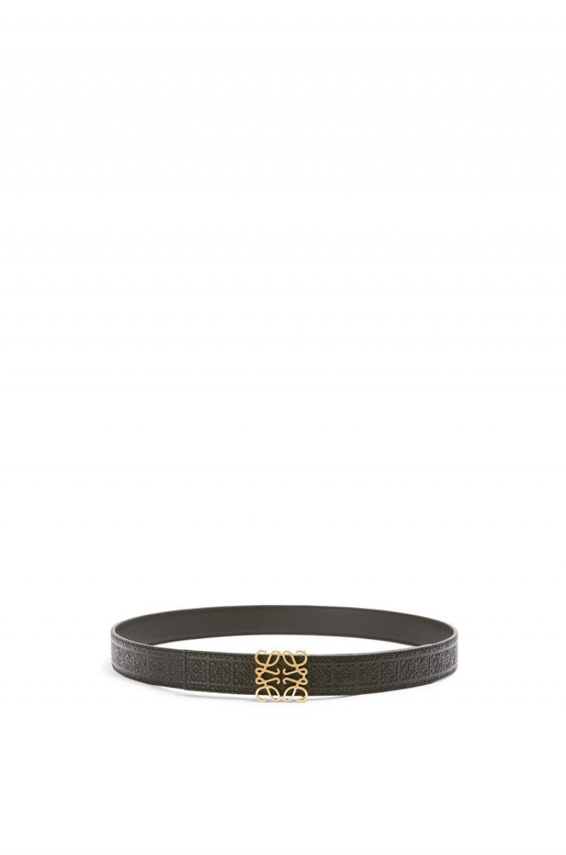 Cinturones Loewe Reversible Repeat belt in silk calfskin Mujer Negras Doradas | 681ARTPGW