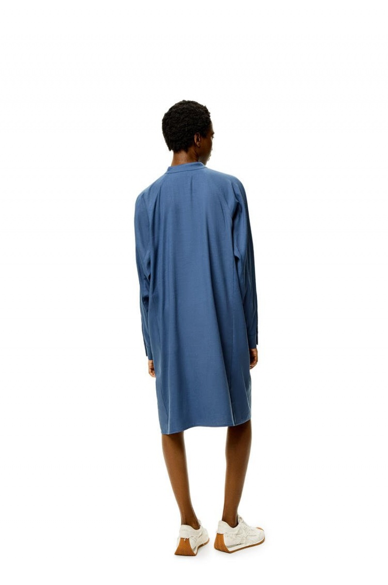 Dresses Loewe Anagram tunic dress in linen and cotton Mujer Azules | 746ALBUGC