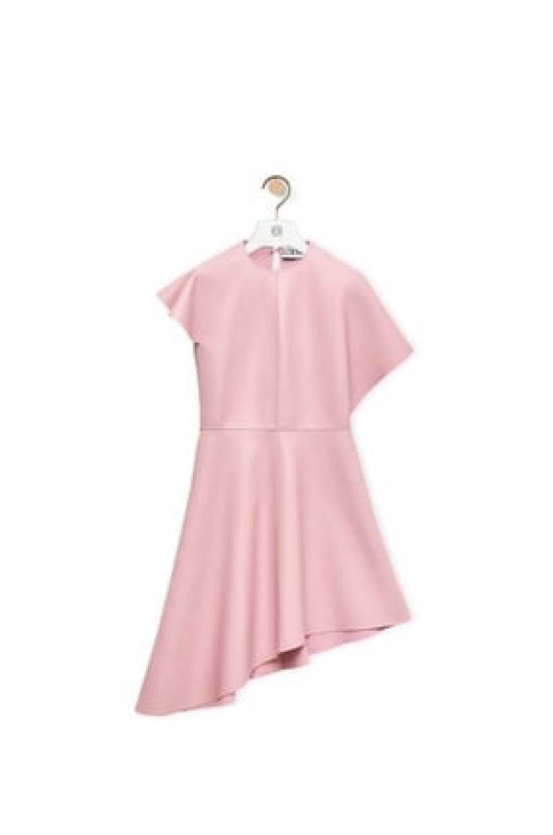 Dresses Loewe Asymmetric dress in nappa Mujer Rosas Claro | 397DFXOQY