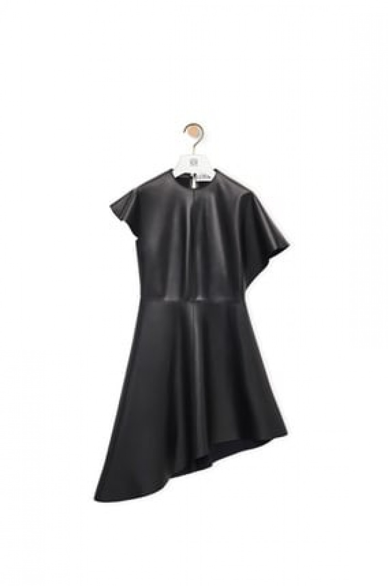 Dresses Loewe Asymmetric dress in nappa Mujer Negras | 574NCJAOV