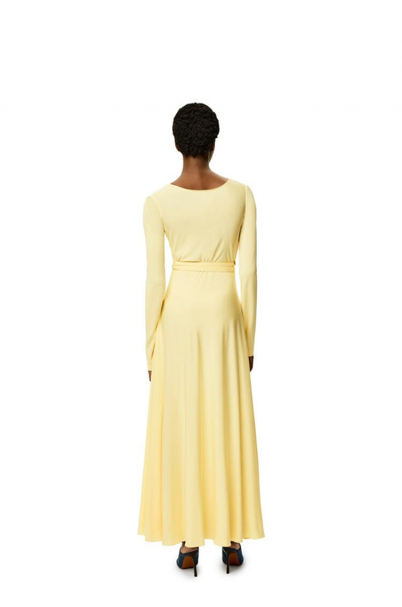 Dresses Loewe Belted midi dress in viscose Mujer Amarillo Claro | 094REJWGI