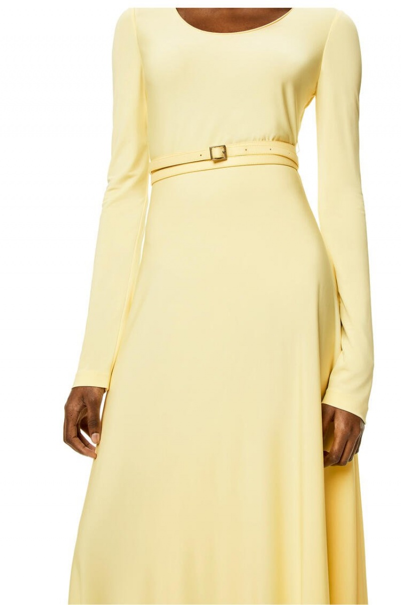 Dresses Loewe Belted midi dress in viscose Mujer Amarillo Claro | 094REJWGI