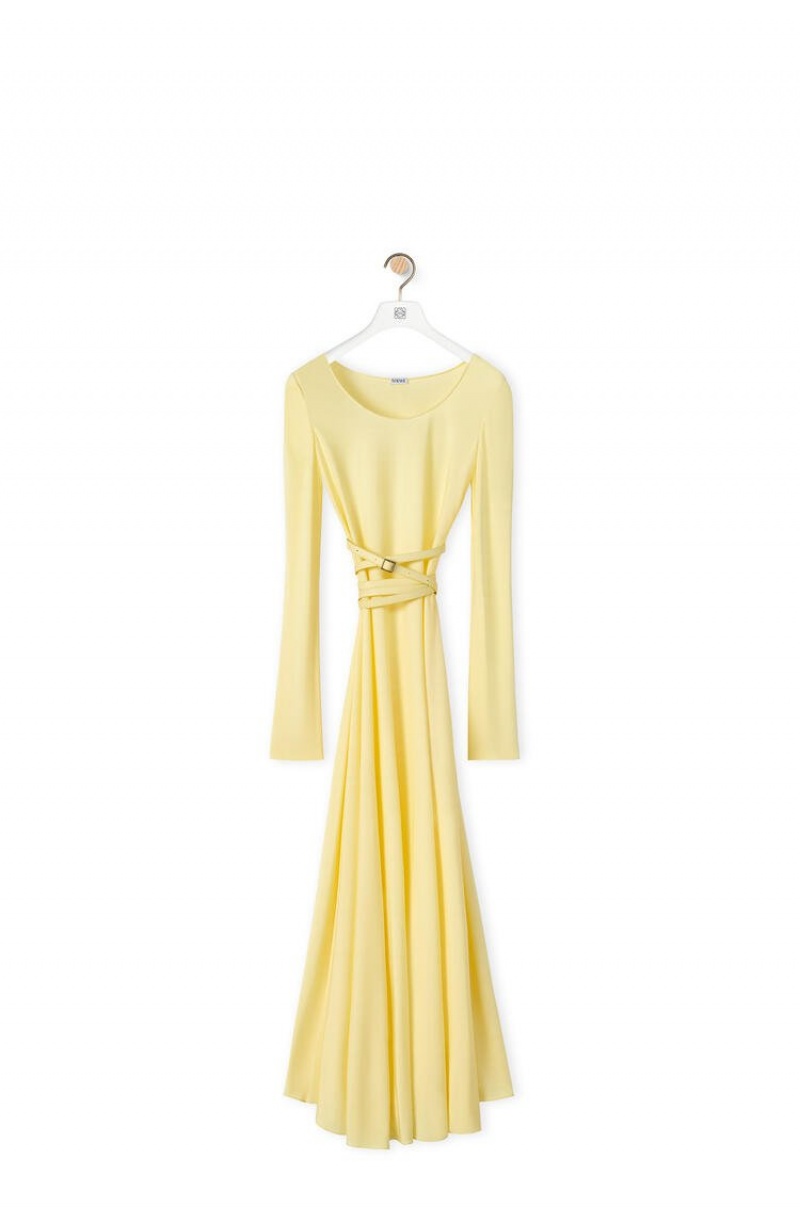 Dresses Loewe Belted midi dress in viscose Mujer Amarillo Claro | 094REJWGI