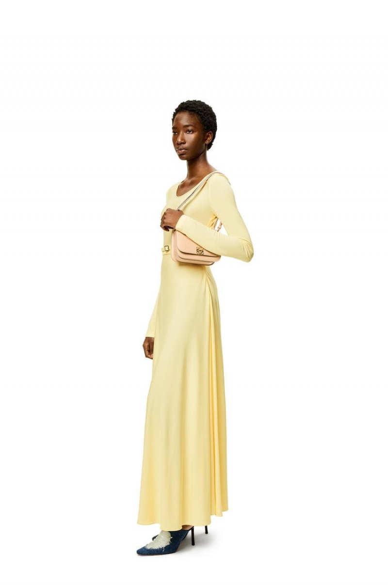 Dresses Loewe Belted midi dress in viscose Mujer Amarillo Claro | 094REJWGI