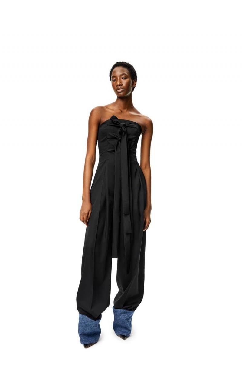 Dresses Loewe Bustier jumpsuit in wool and silk Mujer Negras | 246EVPIXQ