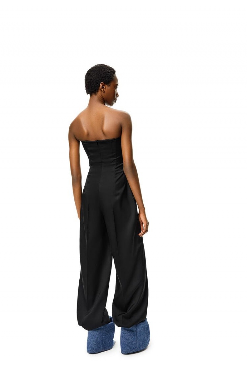 Dresses Loewe Bustier jumpsuit in wool and silk Mujer Negras | 246EVPIXQ