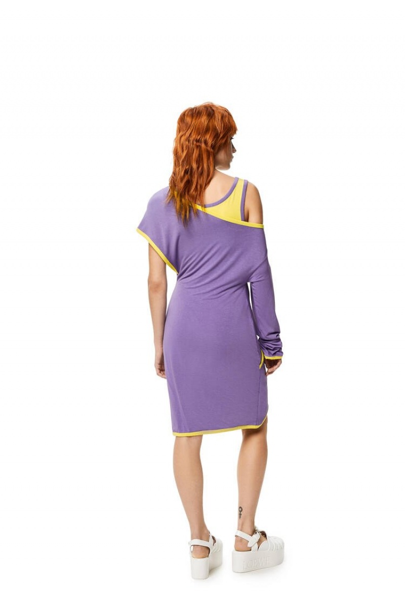 Dresses Loewe Cut-out mini dress in viscose Mujer Violet | 679EZBDPX