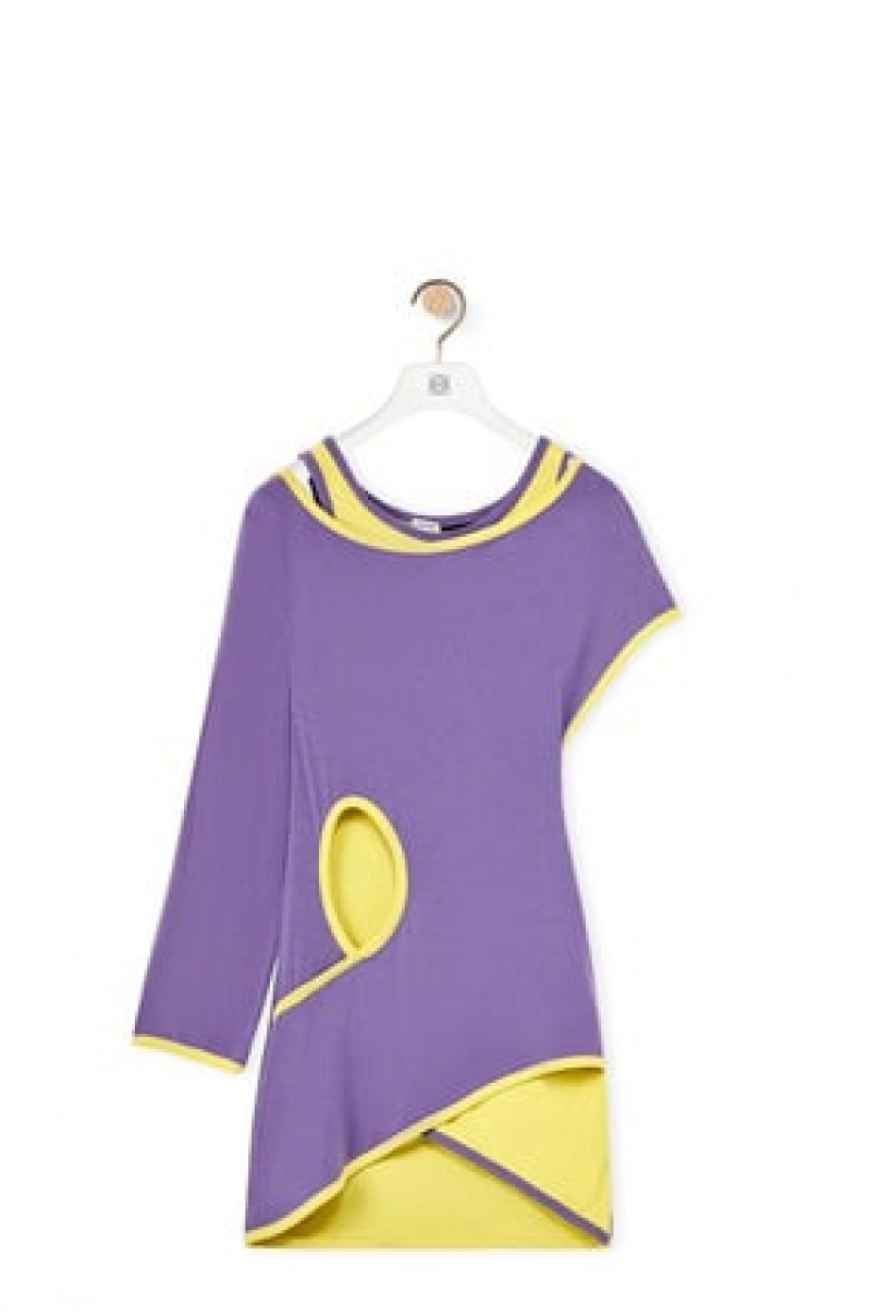 Dresses Loewe Cut-out mini dress in viscose Mujer Violet | 679EZBDPX