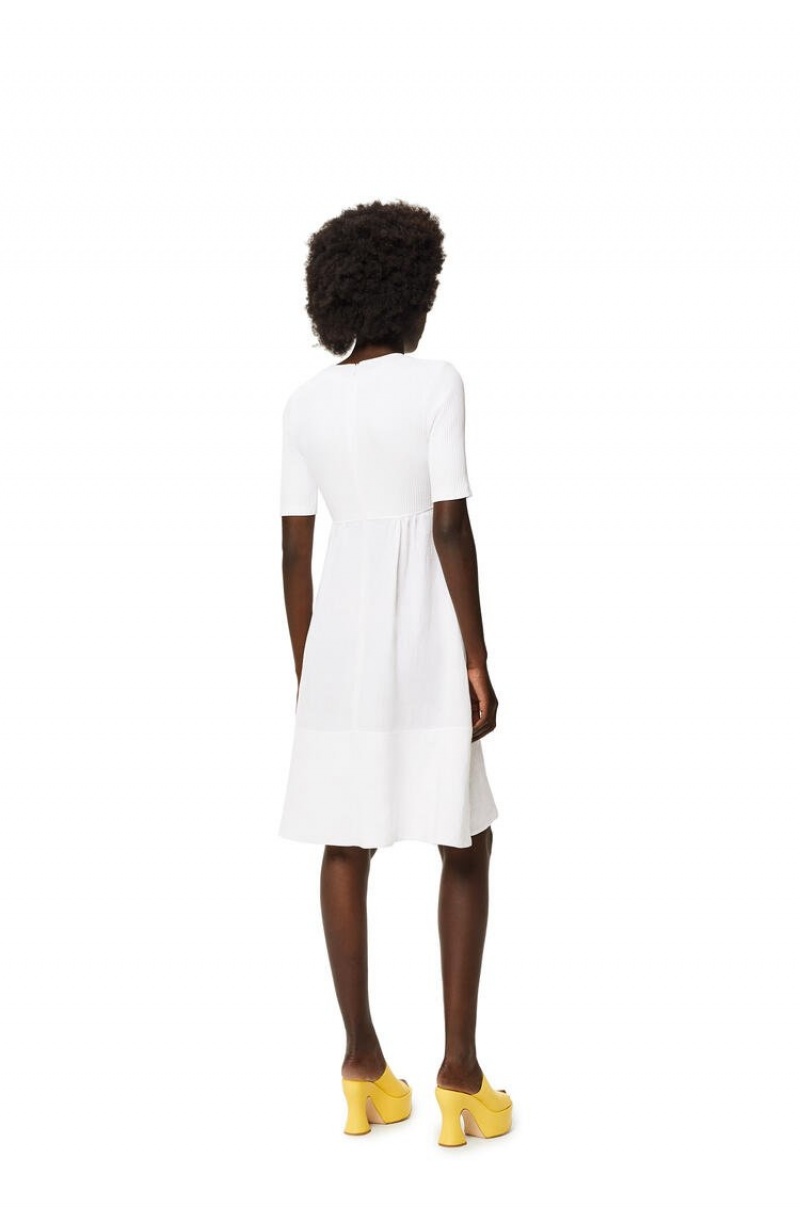 Dresses Loewe Encaje up dress in linen and cotton Mujer Blancas | 604JLDYCO