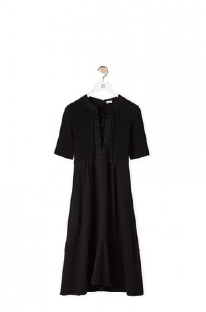 Dresses Loewe Encaje up dress in linen and cotton Mujer Blancas | 604JLDYCO