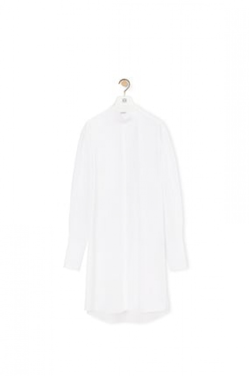 Dresses Loewe Plisado shirt dress in cotton Mujer Blancas | 763BYJDNQ