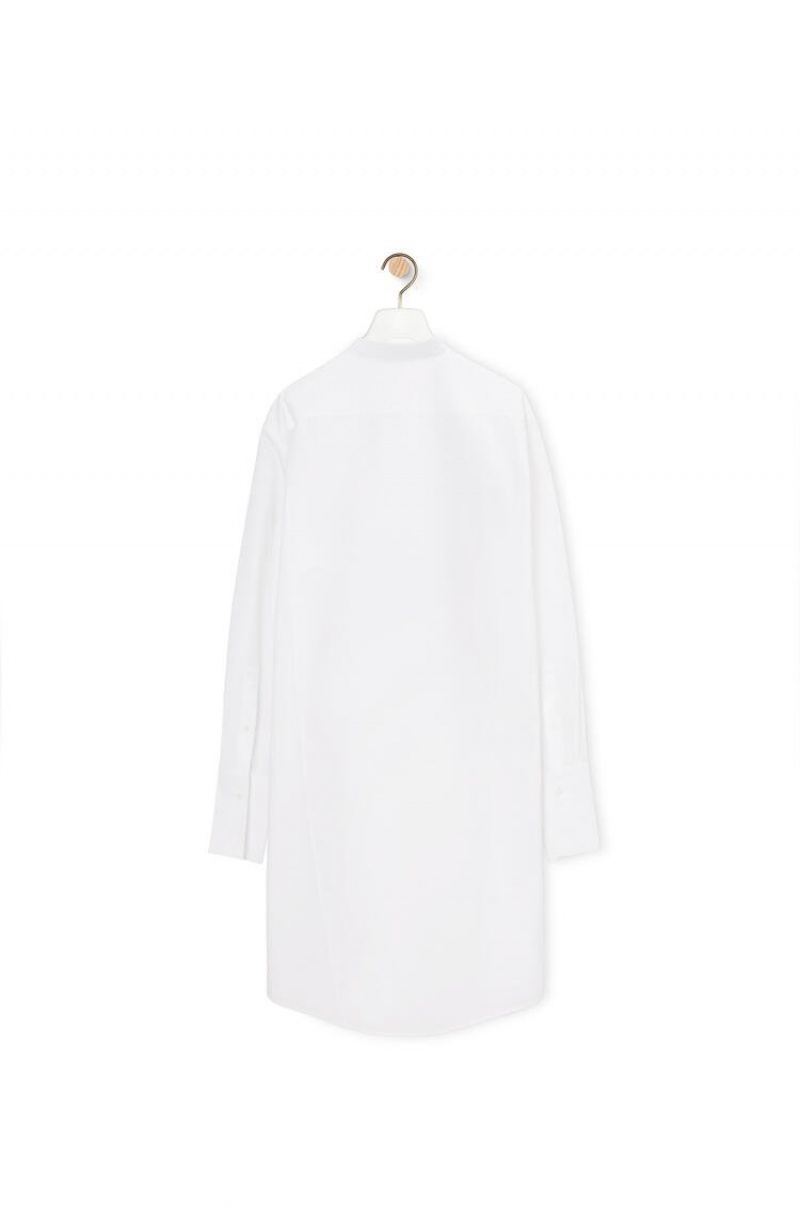 Dresses Loewe Plisado shirt dress in cotton Mujer Blancas | 763BYJDNQ