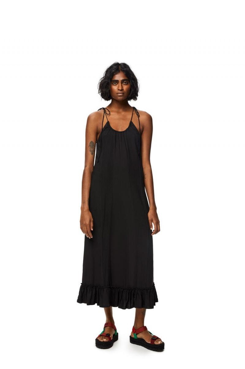 Dresses Loewe Ruffle dress in viscose Mujer Negras | 154DNJBRM