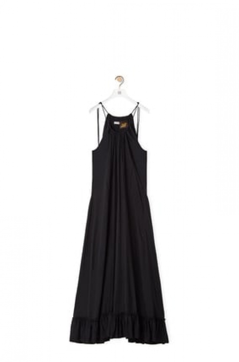 Dresses Loewe Ruffle dress in viscose Mujer Negras | 154DNJBRM