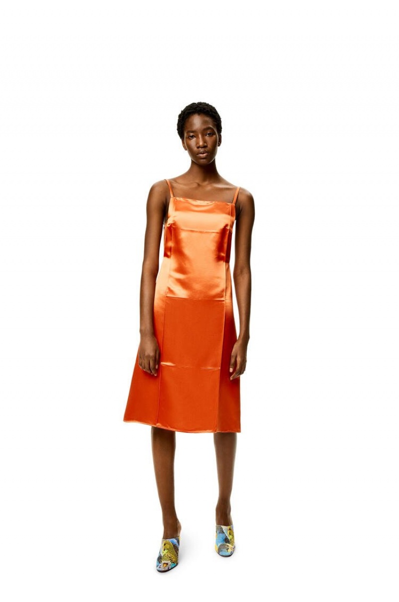 Dresses Loewe Slip dress in satin Mujer Naranjas | 569DPLCTG