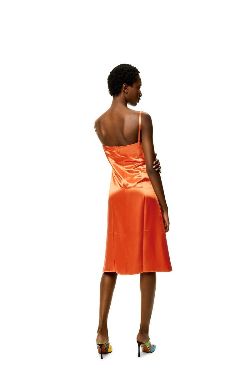 Dresses Loewe Slip dress in satin Mujer Naranjas | 569DPLCTG