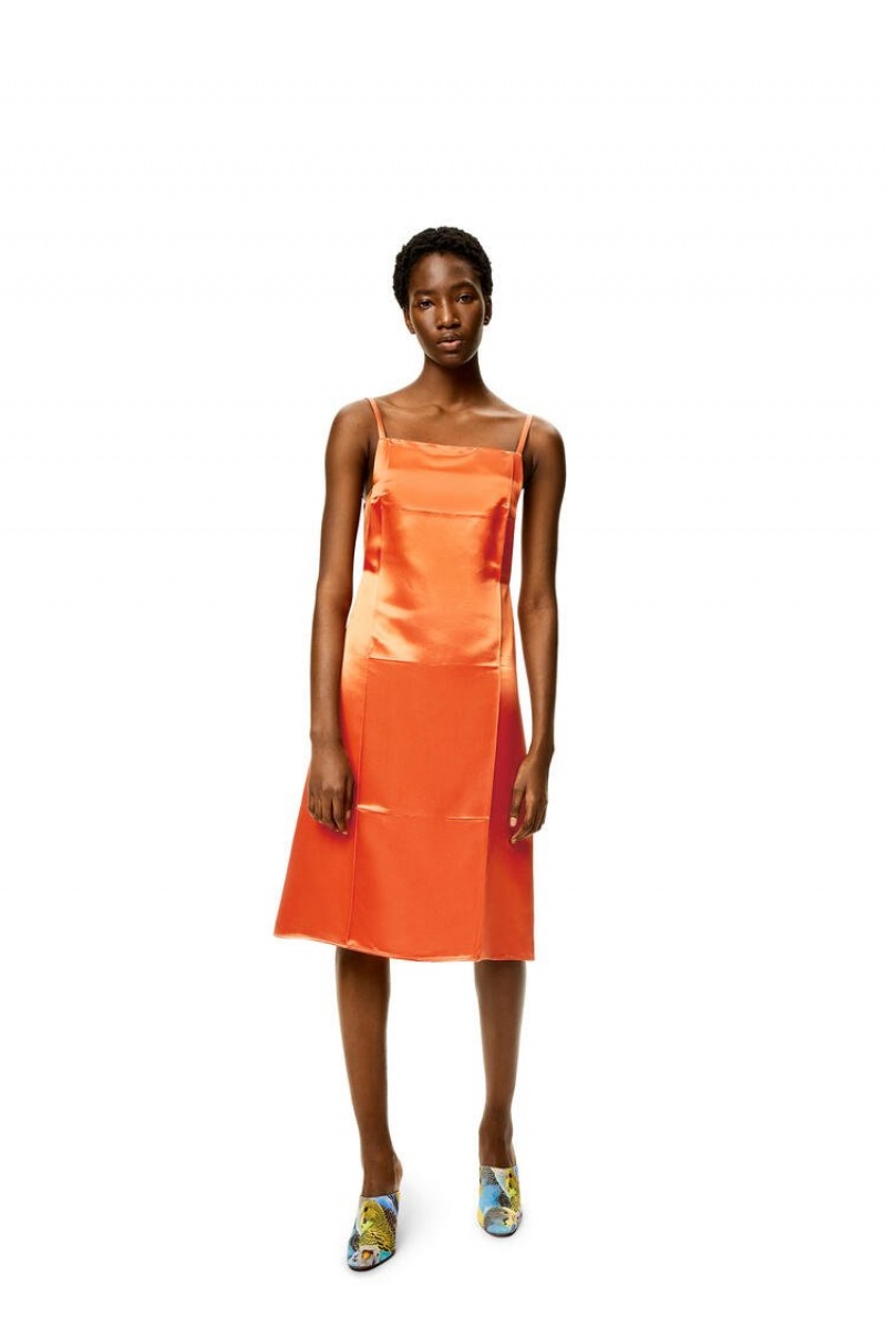 Dresses Loewe Slip dress in satin Mujer Naranjas | 569DPLCTG