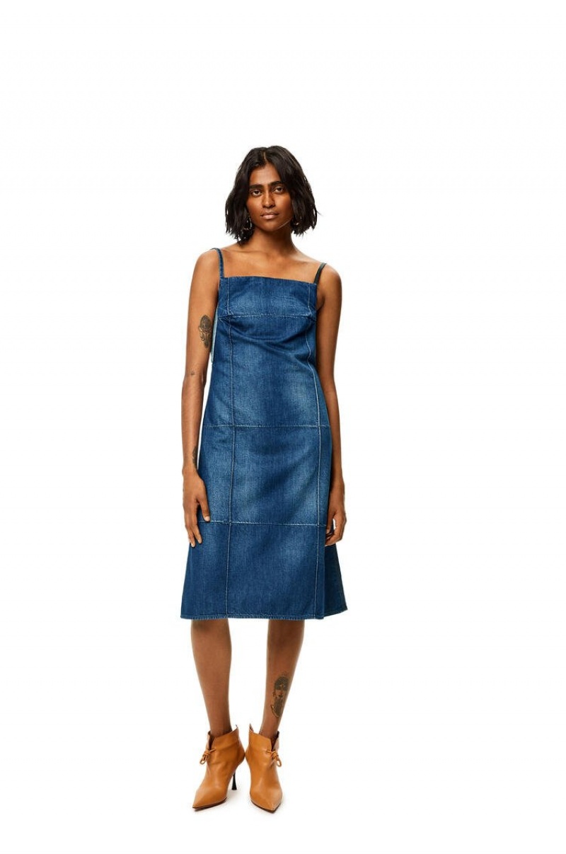 Dresses Loewe Tiras dress in denim Mujer Washed Denim | 251NQLJYK