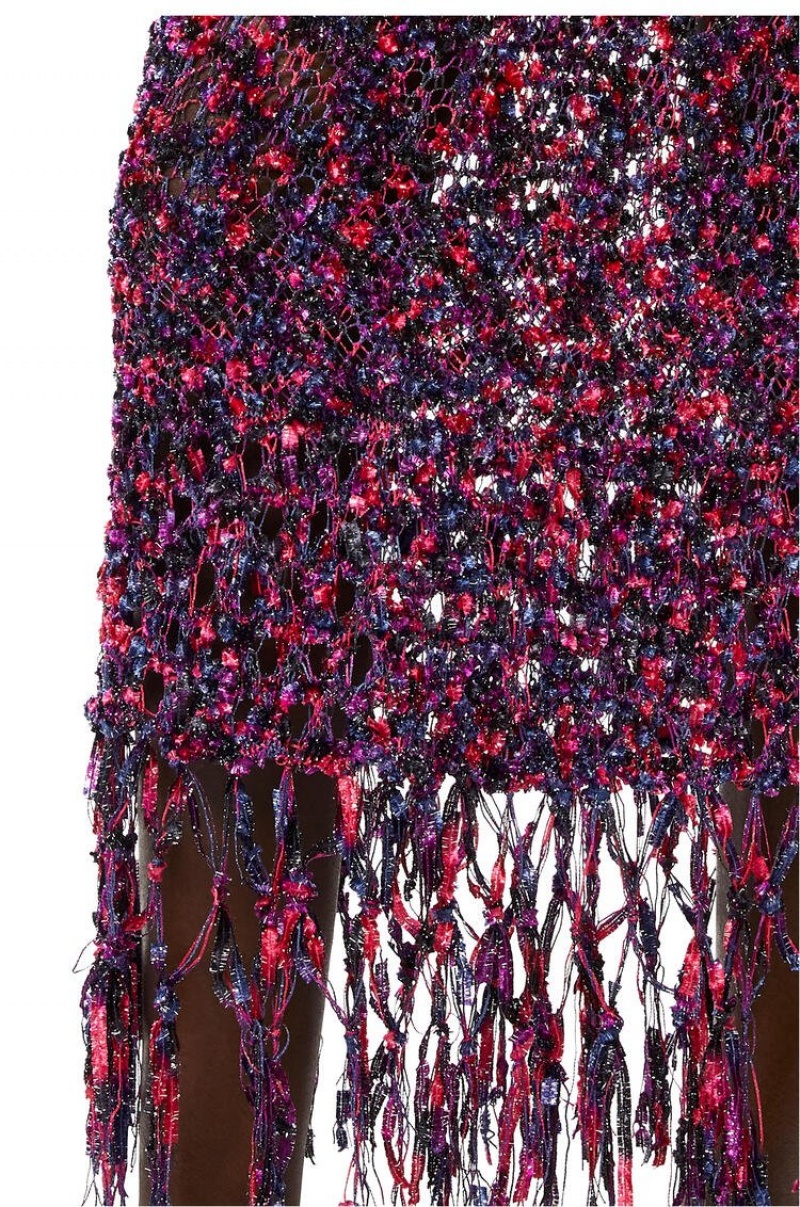 Falda Loewe Fringed midi skirt in polyamide Mujer Rosas Moradas Azules | 984INFVAK