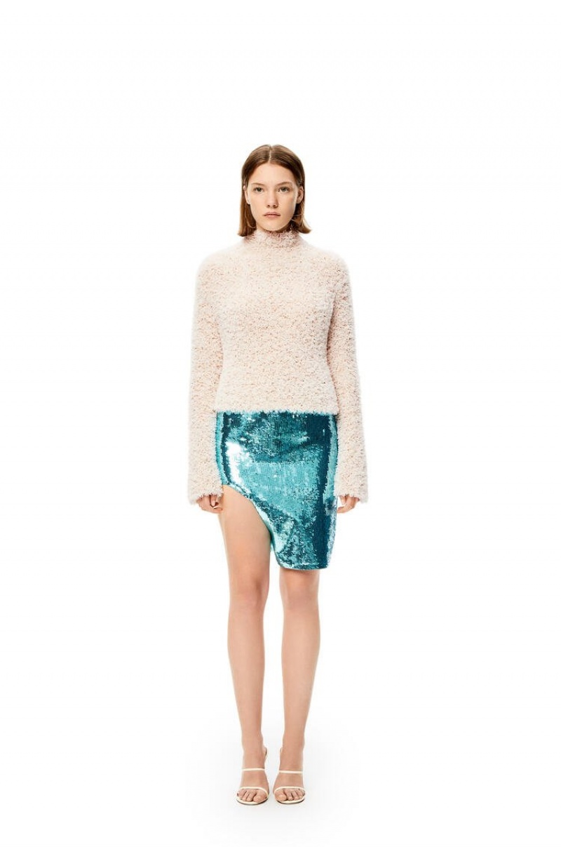 Falda Loewe Sequin cut-out skirt in viscose Mujer Turquesa | 586URLASZ