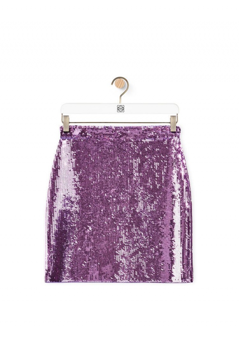 Falda Loewe Sequin mini skirt in viscose Mujer Moradas | 260VKFSEY