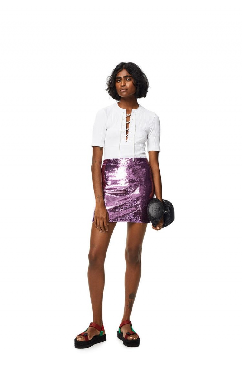 Falda Loewe Sequin mini skirt in viscose Mujer Moradas | 260VKFSEY