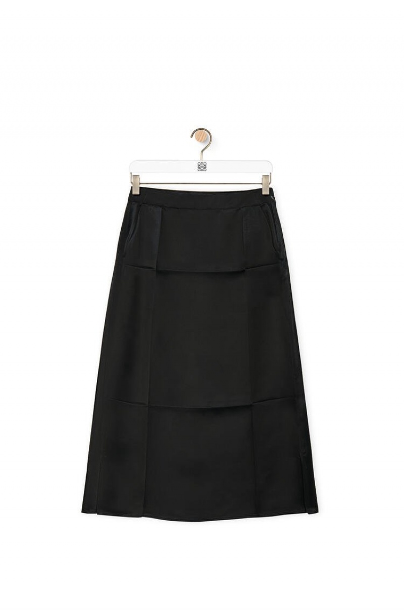 Falda Loewe Slip midi skirt in satin Mujer Negras | 941FMZLWO