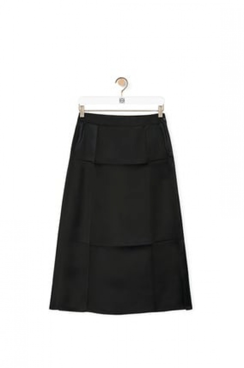 Falda Loewe Slip midi skirt in satin Mujer Negras | 941FMZLWO