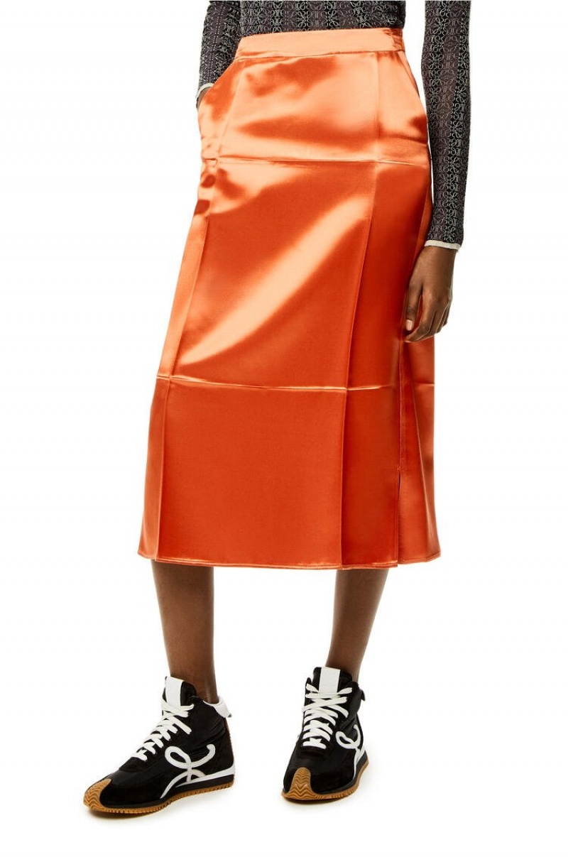 Falda Loewe Slip midi skirt in satin Mujer Naranjas | 342RNJXQB