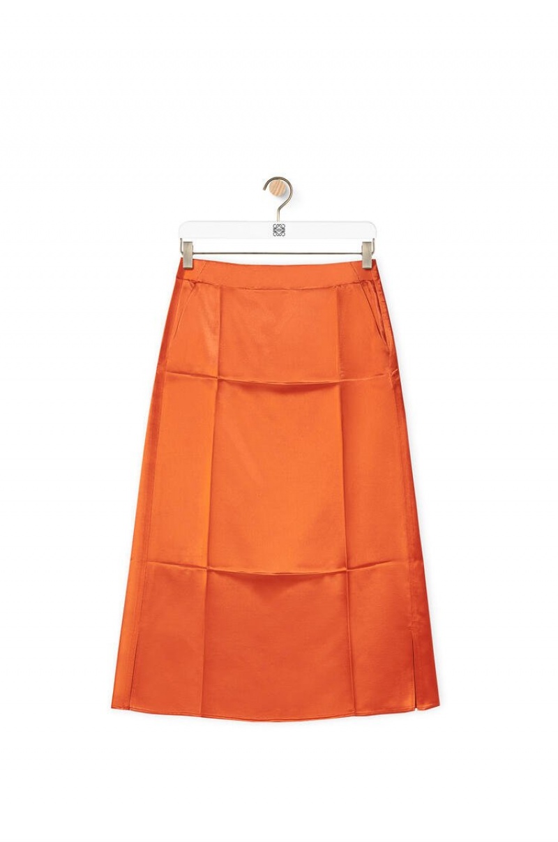 Falda Loewe Slip midi skirt in satin Mujer Naranjas | 342RNJXQB