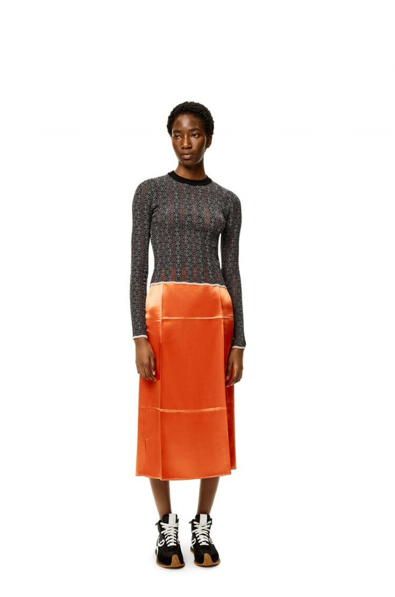 Falda Loewe Slip midi skirt in satin Mujer Naranjas | 342RNJXQB