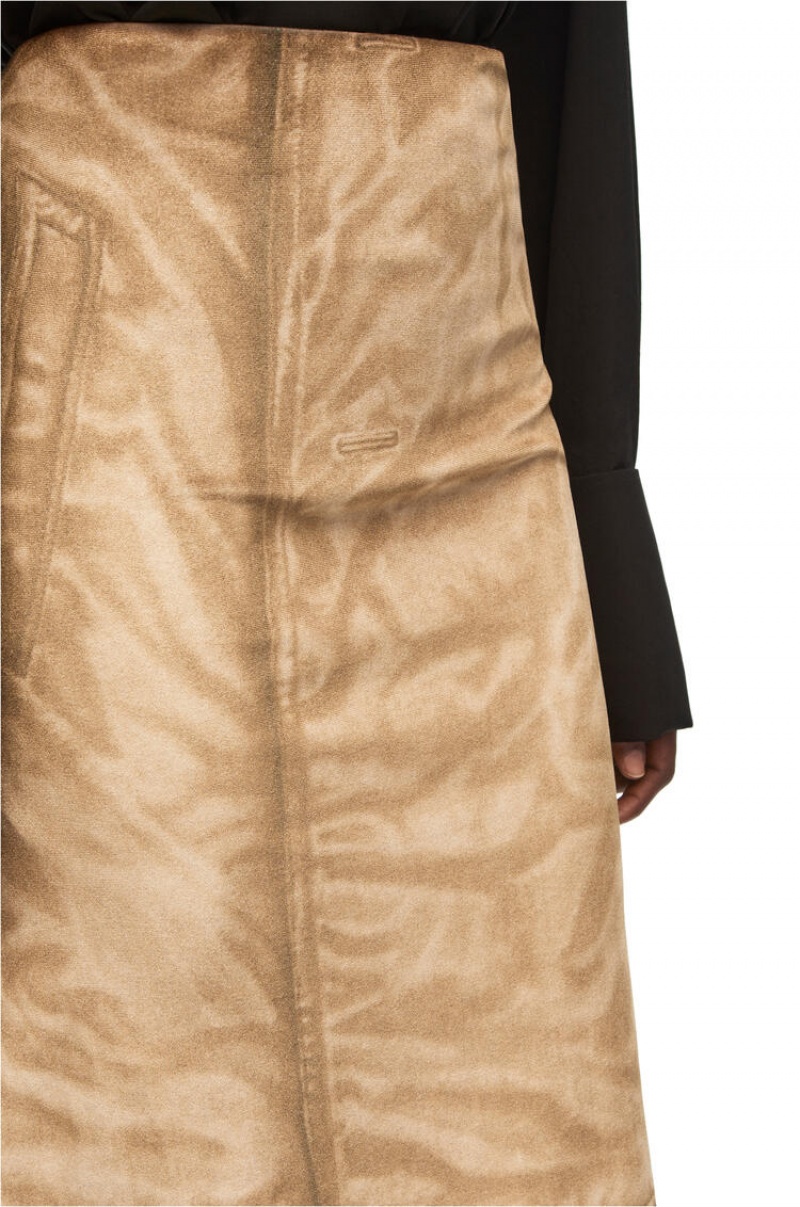 Falda Loewe Trompe l'oeil skirt in velvet Mujer Marrones Negras | 083TPQUCK