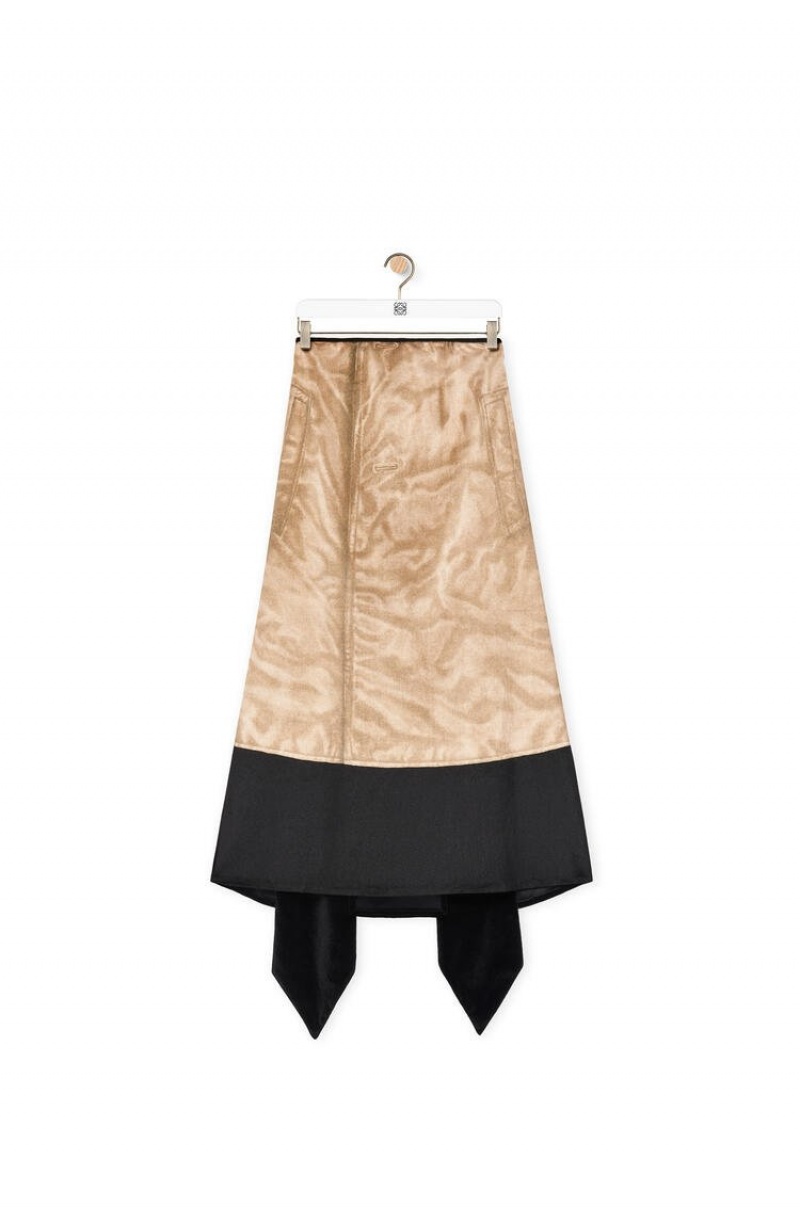 Falda Loewe Trompe l'oeil skirt in velvet Mujer Marrones Negras | 083TPQUCK