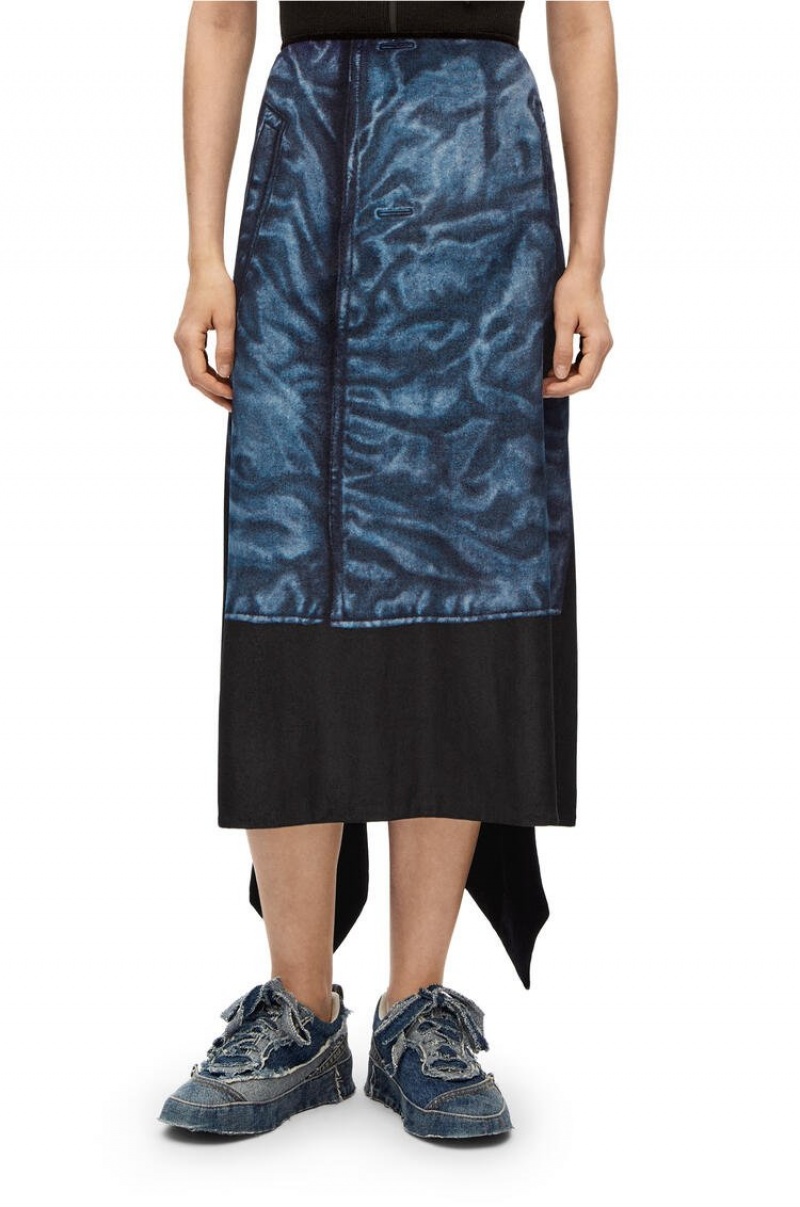 Falda Loewe Trompe l'oeil skirt in velvet Mujer Gris | 829OZKYWL